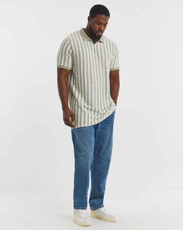 Jack & Jones Premium 1/4 Zip Polo - Sage Multi