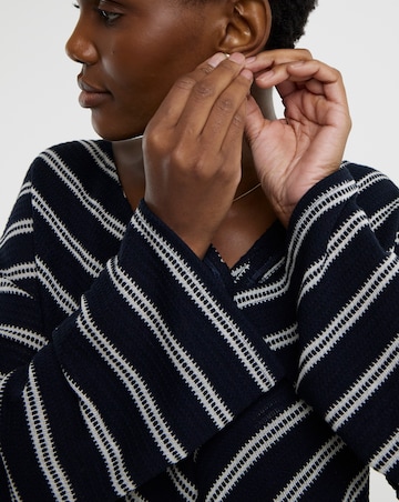 Textured Stripe Knit Longline Top