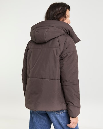 Chocolate Funnel Neck Padded Coat