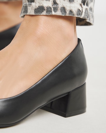 Heavenly Soles Catherine Low Block Heel Court Shoes - Wide Fit (E)