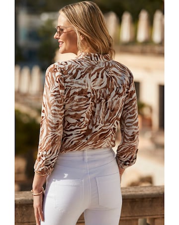 Sosandar Animal Print Relaxed Utility Shirt