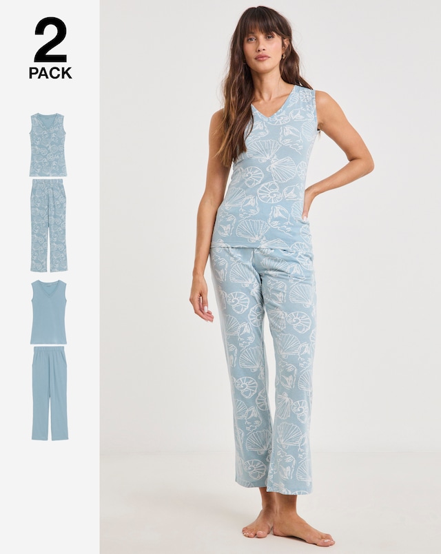 JD Williams (2 Pack) Value Pyjama Sets Shell Print