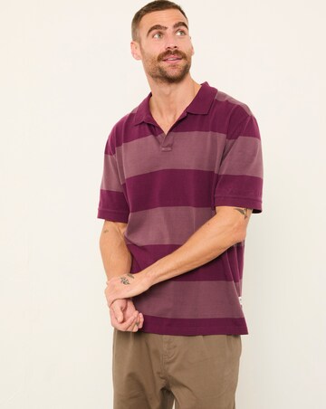 FatFace Ashton SS Stripe Polo (Regular & Tall) - Purple