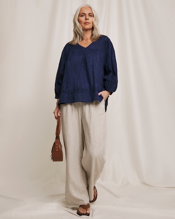 Julipa Pure Cotton Volume Sleeve Textured Blouse