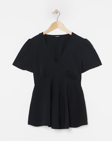 Simply Be Black V Neck Tea Blouse