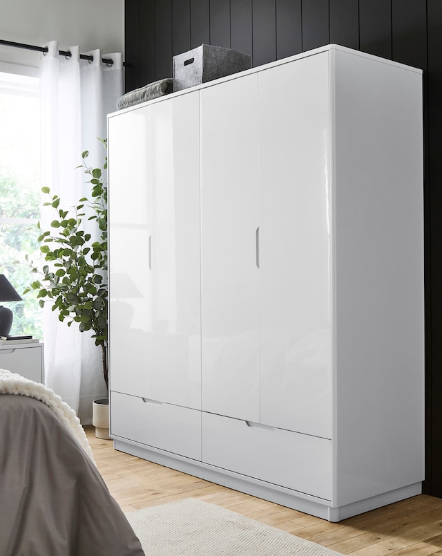Ellia 4 Door Wardrobe With 2 Drawers - White