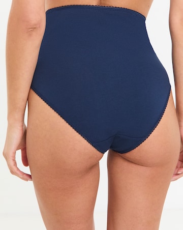 Pretty Secrets (5 Pack) Lace Top Full Brief Knickers Navy/White