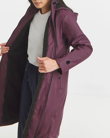 Wine Fleece Lined Rubberised Raincoat
