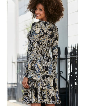 Sosandar Black Paisley Mini Dress