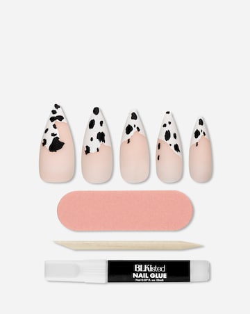 BLK Listed Instant Acrylic Nails Cow Print