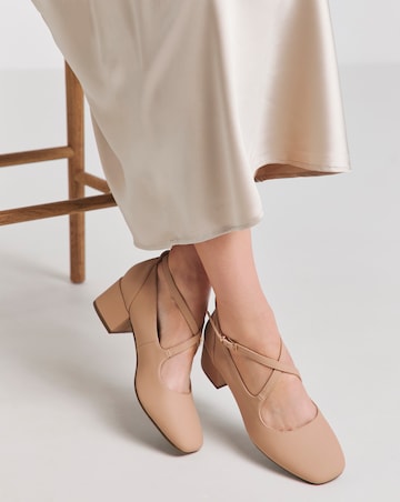 Heavenly Soles Adele Block Heel Cross Strap Mary Jane - Wide Fit (E)