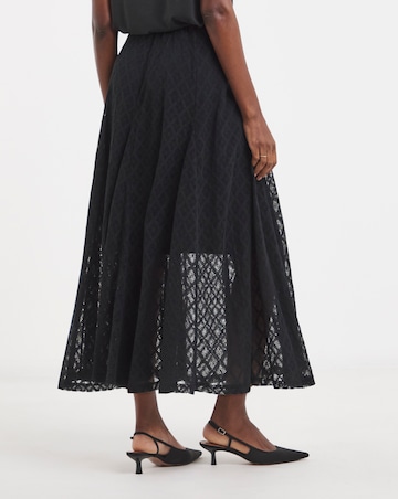 Black Lace Godet Skirt