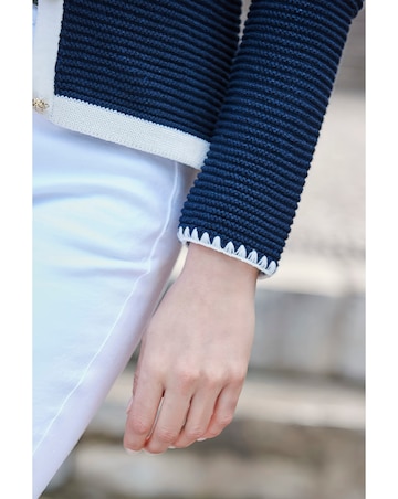 Sosandar Tipped Trophy Cardigan with Gold Button Detail