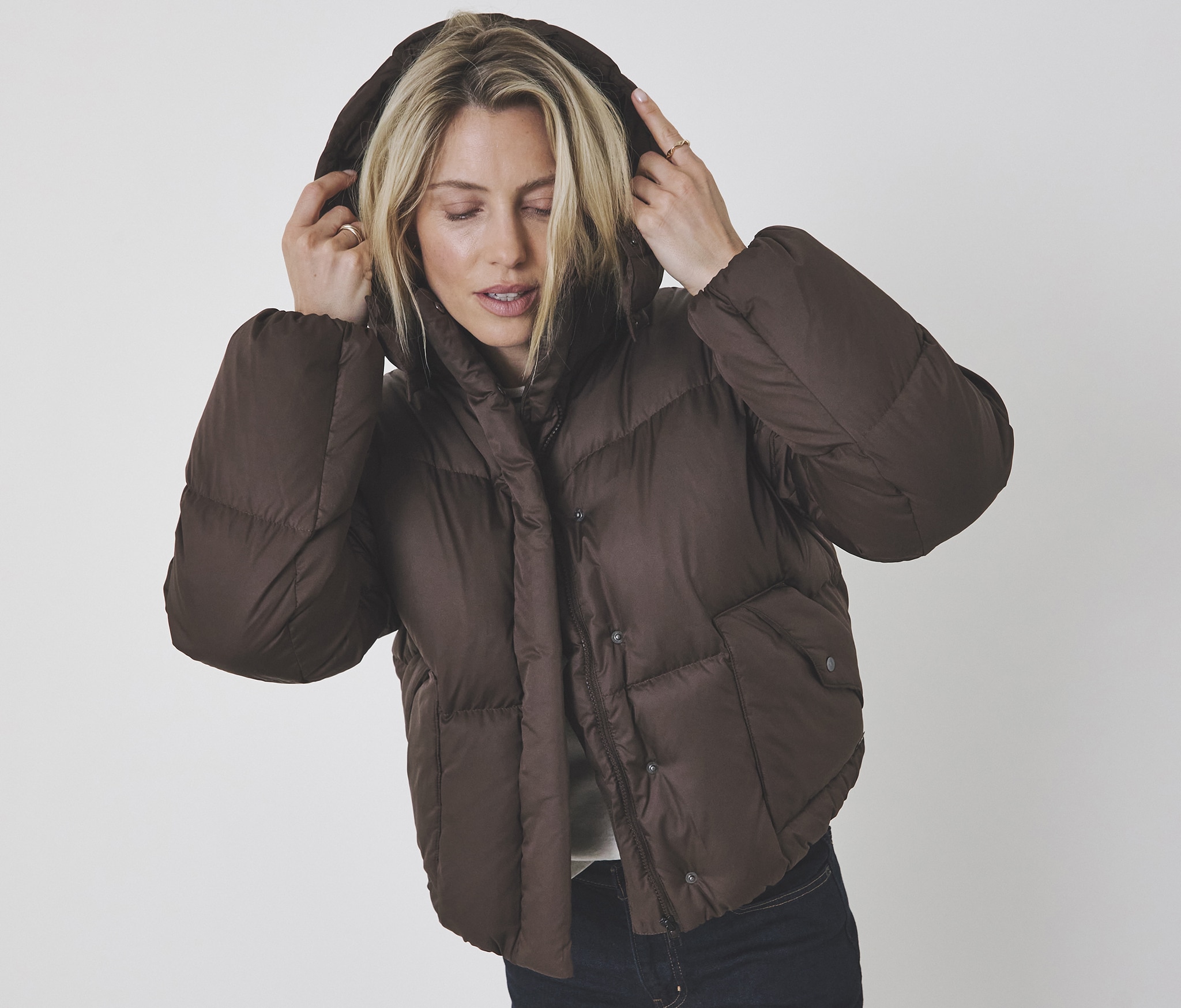 A lady wearing Levi's clothing.