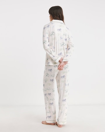 Chelsea Peers Jersey Colourful Animal Stampede Button Up Pyjama Set