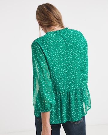 Shirred Button Through Top