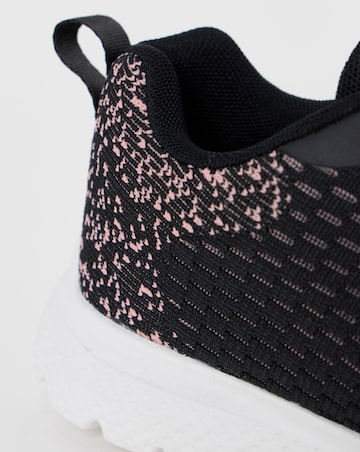 Cushion Walk Black/Pink Ombre Lace-Up Trainers - Wide Fit (E)