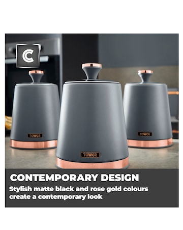 Tower Cavaletto Set of 3 Canisters Grey