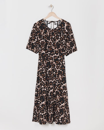 Open Tie Back Midi Jersey Smock Dress