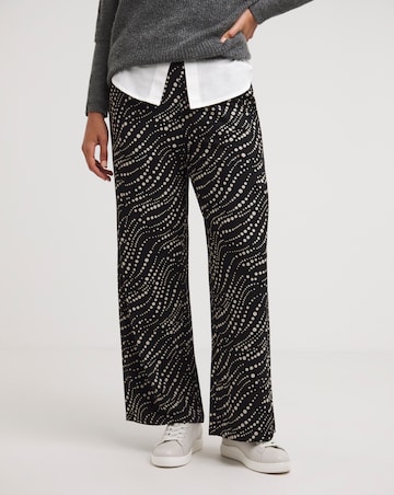 2 Pack Black/Printed Wide Leg Trousers