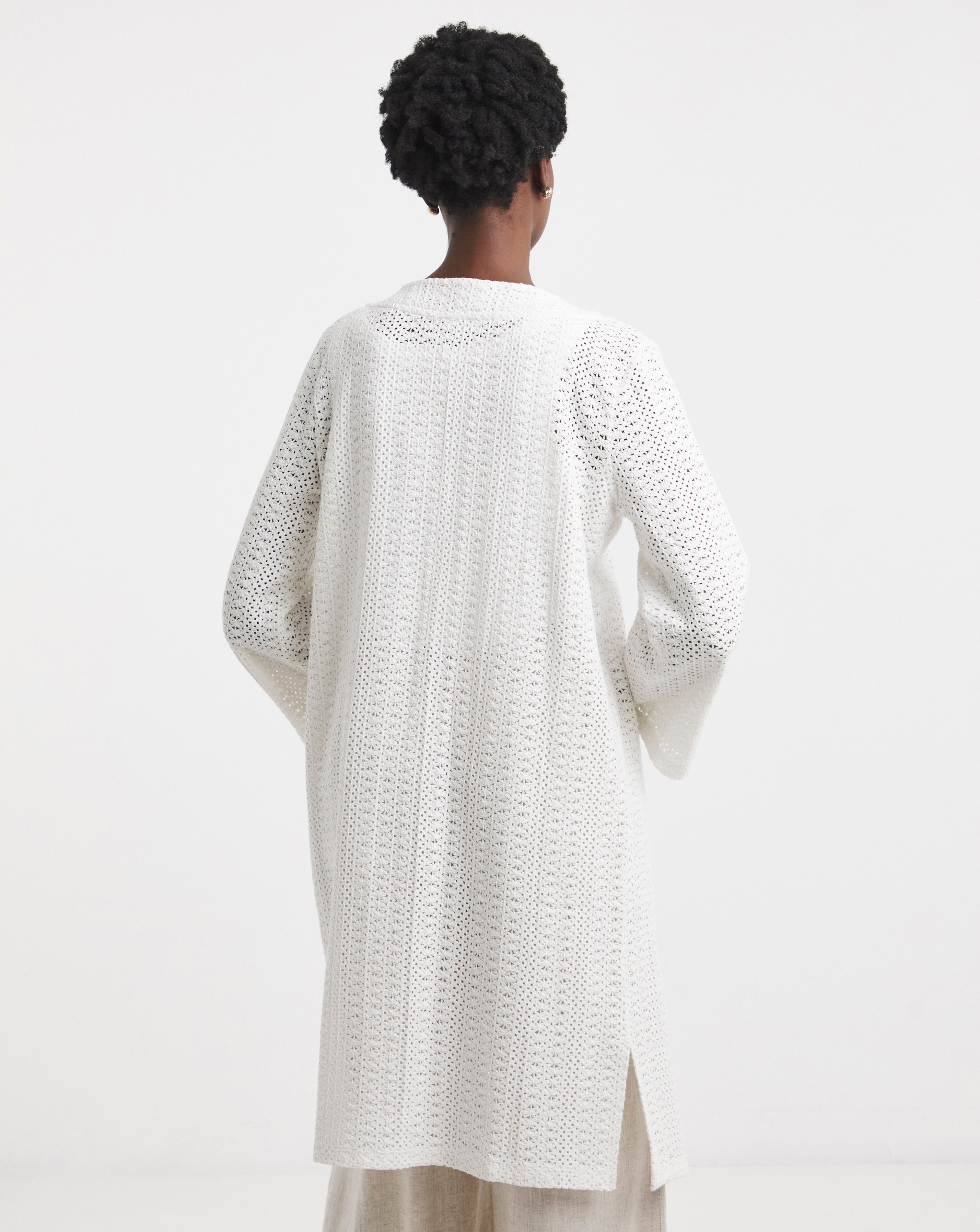 Cream Crochet Longline Kimono | JD Williams