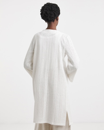 Cream Crochet Longline Kimono