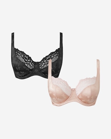 Pretty Secrets (2 Pack) Laura Full Cup Wired Bras (B-H) Black/Blush