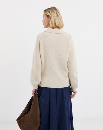 Pointelle Henley Knitted Jumper