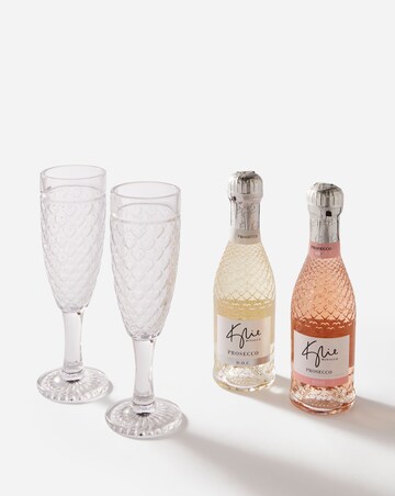 Kylie Minogue Prosecco and Rose with Flute Glasses Gift Set