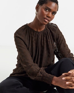 Dobby Raglan Sleeve Blouse