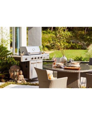 Outback Jupiter 4 Burner Stainless Steel Hybrid BBQ with Chopping Board