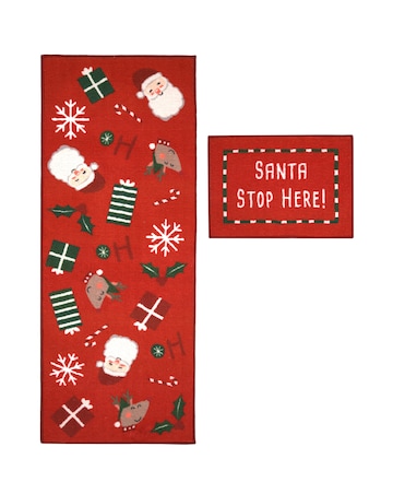 Santa Runner and Doormat Set
