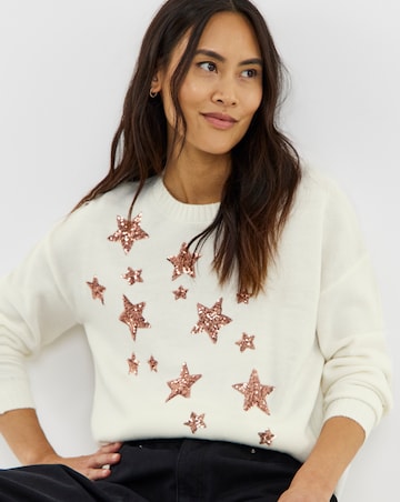 Ivory Sequin Star Jumper
