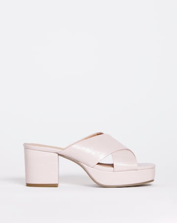 Beige Crossover Vamp Platform Mule E Fit