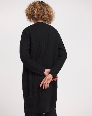 Black Fisherman Rib Cardigan