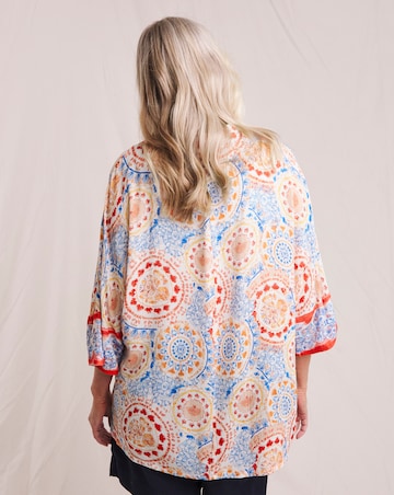 Julipa Printed Embroidered Textured Crinkle Kimono