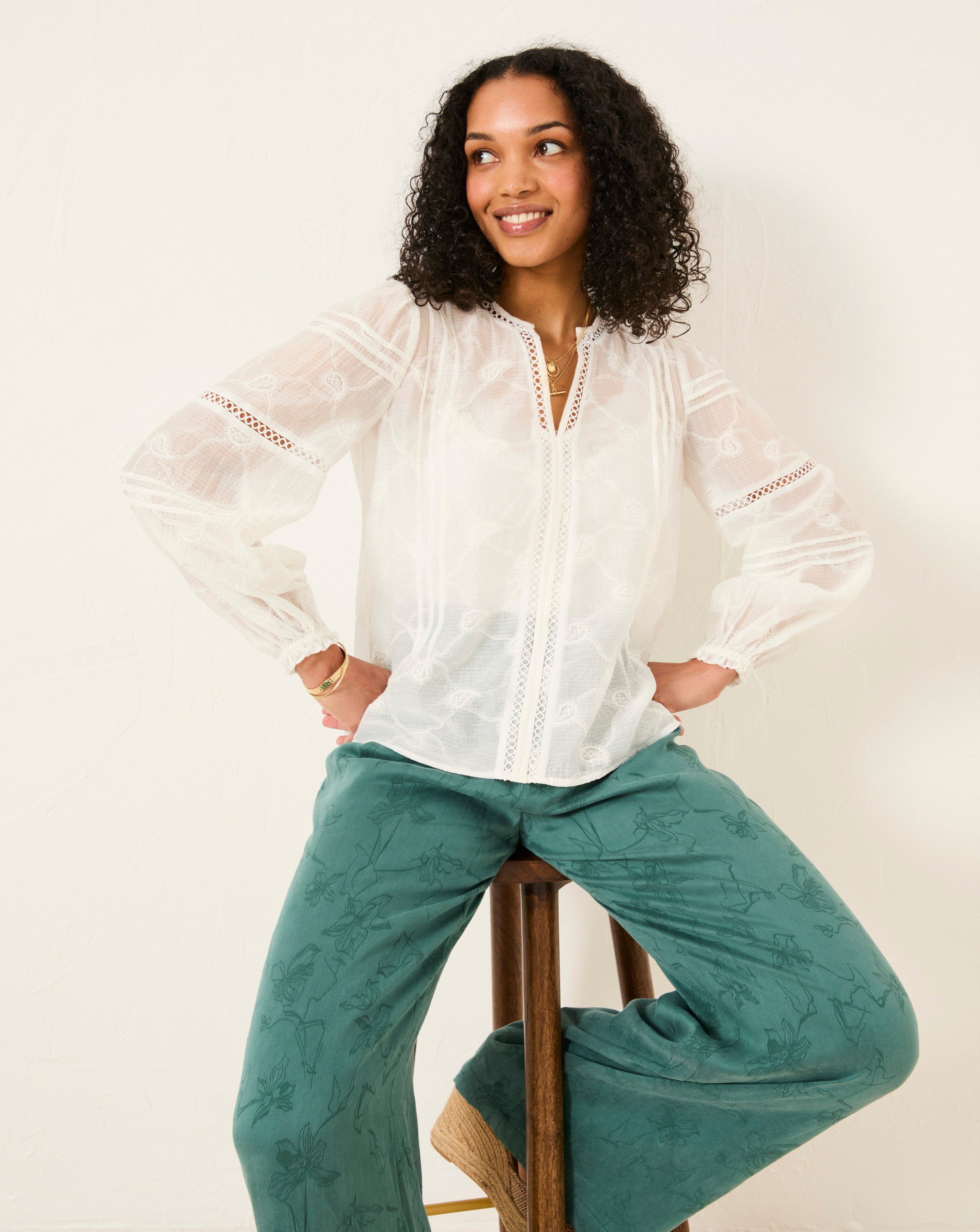 FatFace Copper & Black Jasmine Decorative Blouse | JD Williams