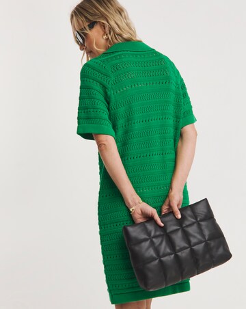 Crochet Collar Short Sleeve Dress