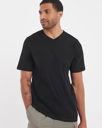 Pure Cotton V Neck T-Shirt Extra Long- Black