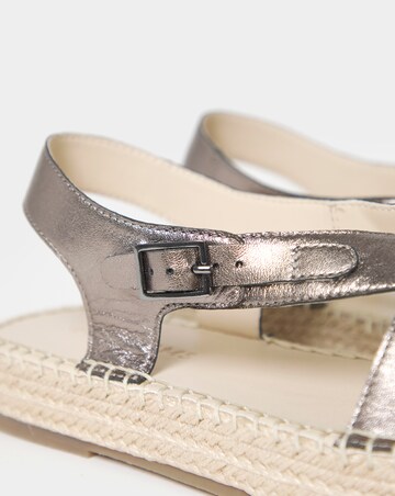 York Peep Toe Leather Espadrille Sandals - Wide Fit (E)