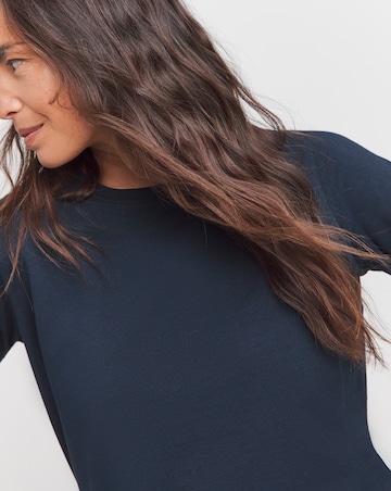 Navy Longline Long Sleeve Curved Hem Top