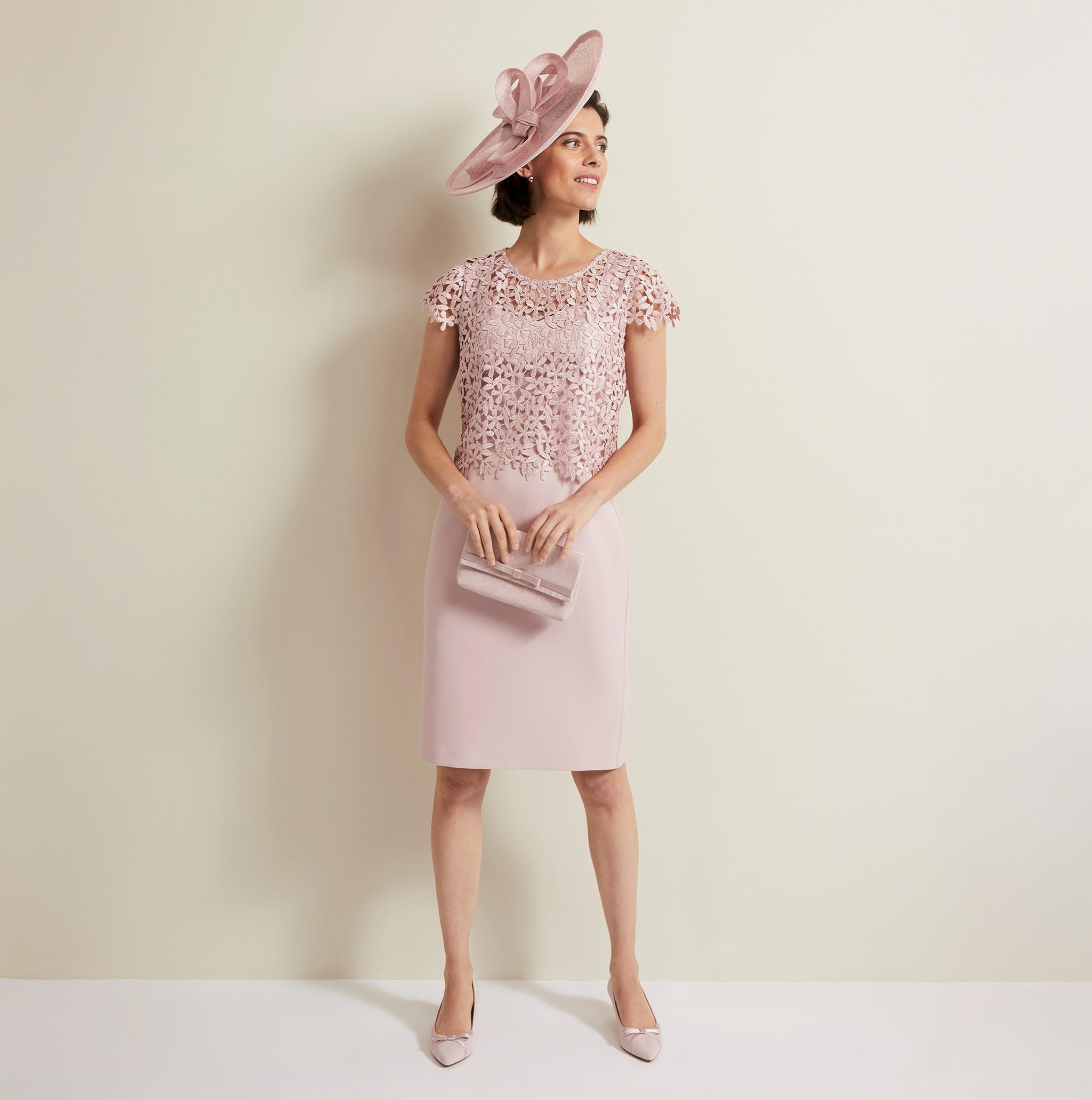 Lady wearing blush dress