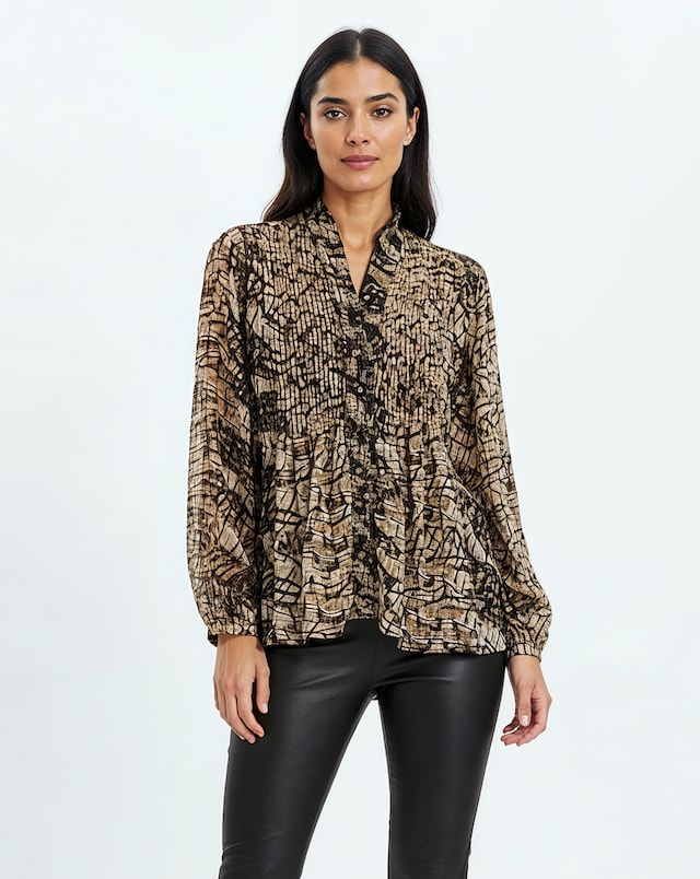 Religion Pleated Ruffle Shirt