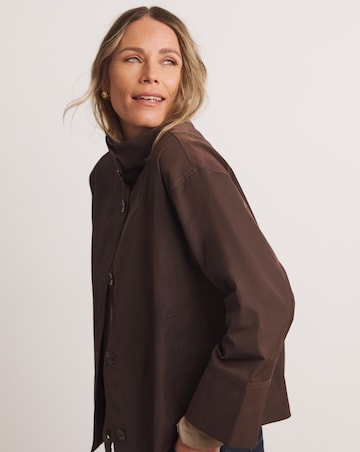 Anthology Chocolate Funnel Neck Short Trench Jacket