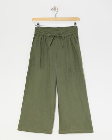 Olive Linen Mix Wide Leg Culotte