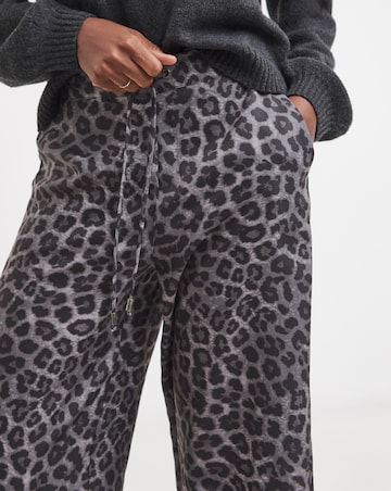 Grey Animal Textured Wide Leg Trouser