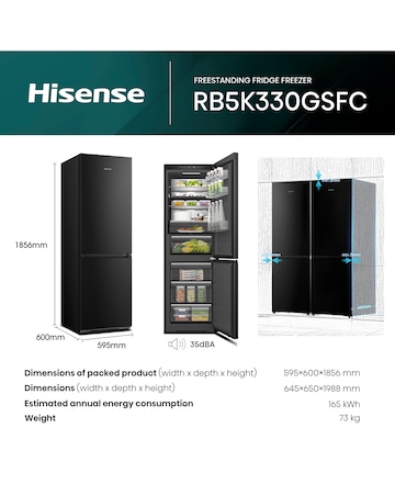 Hisense KitchenFit RB5K330GSFC Smart 60/40 Fridge Freezer - Black