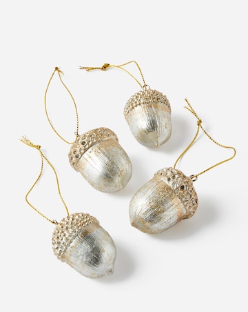 Gisela Graham Gold Acorn Hanging Decorations - Set of 4