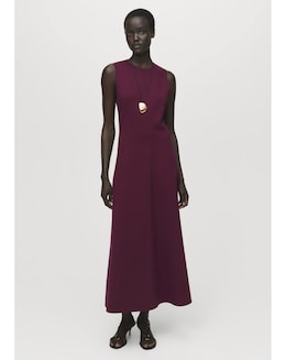 Mango Burgundy A-Line Dress