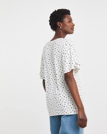 Double Angel Sleeve V Neck Top